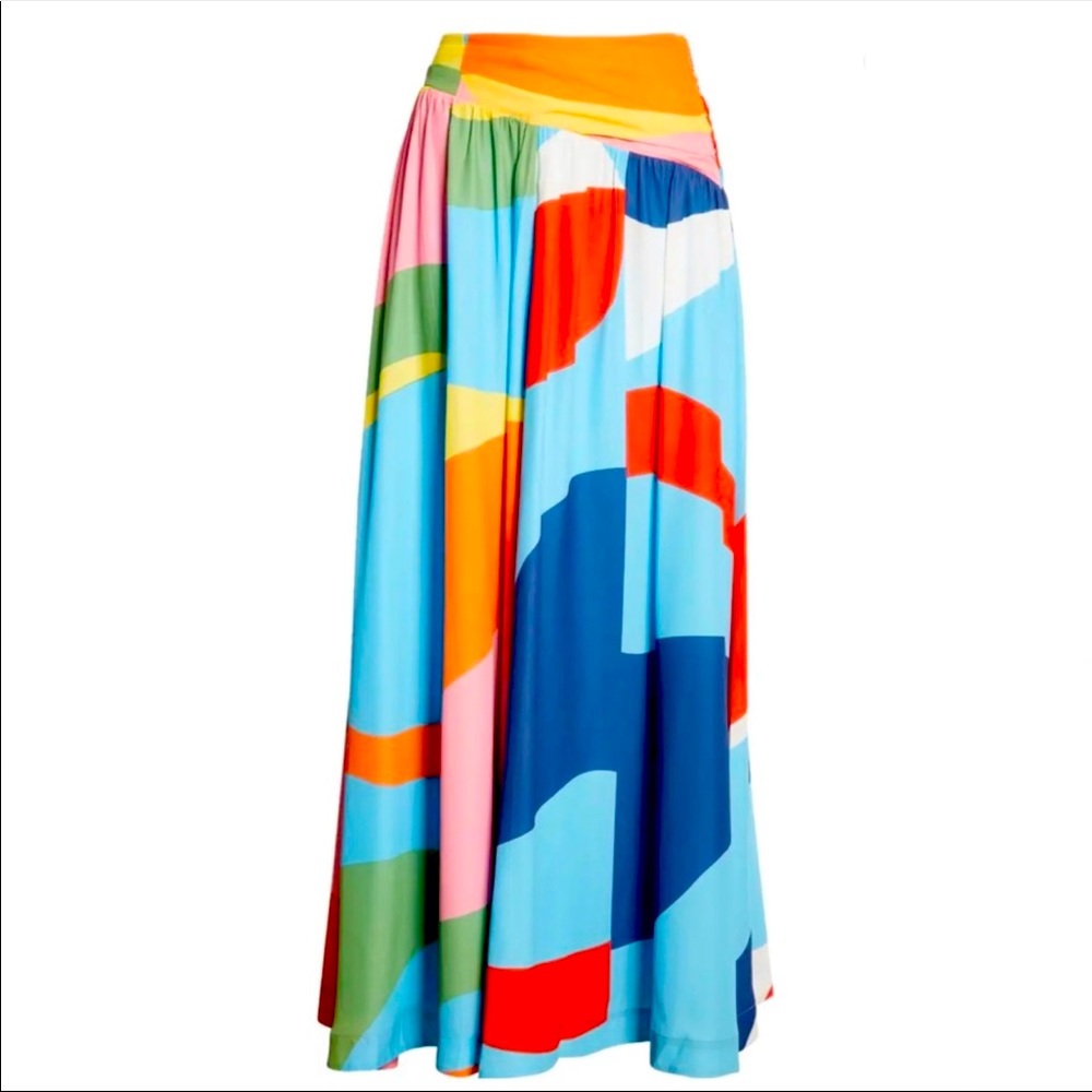 NWT STAUD Kona Colorblock Skirt in Capri Coastal Marble Size 0